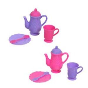 Kids Plastic Toy Tea Sets, Cup and Saucer Spoon Teapot Gift Idea Stocking Stuffe